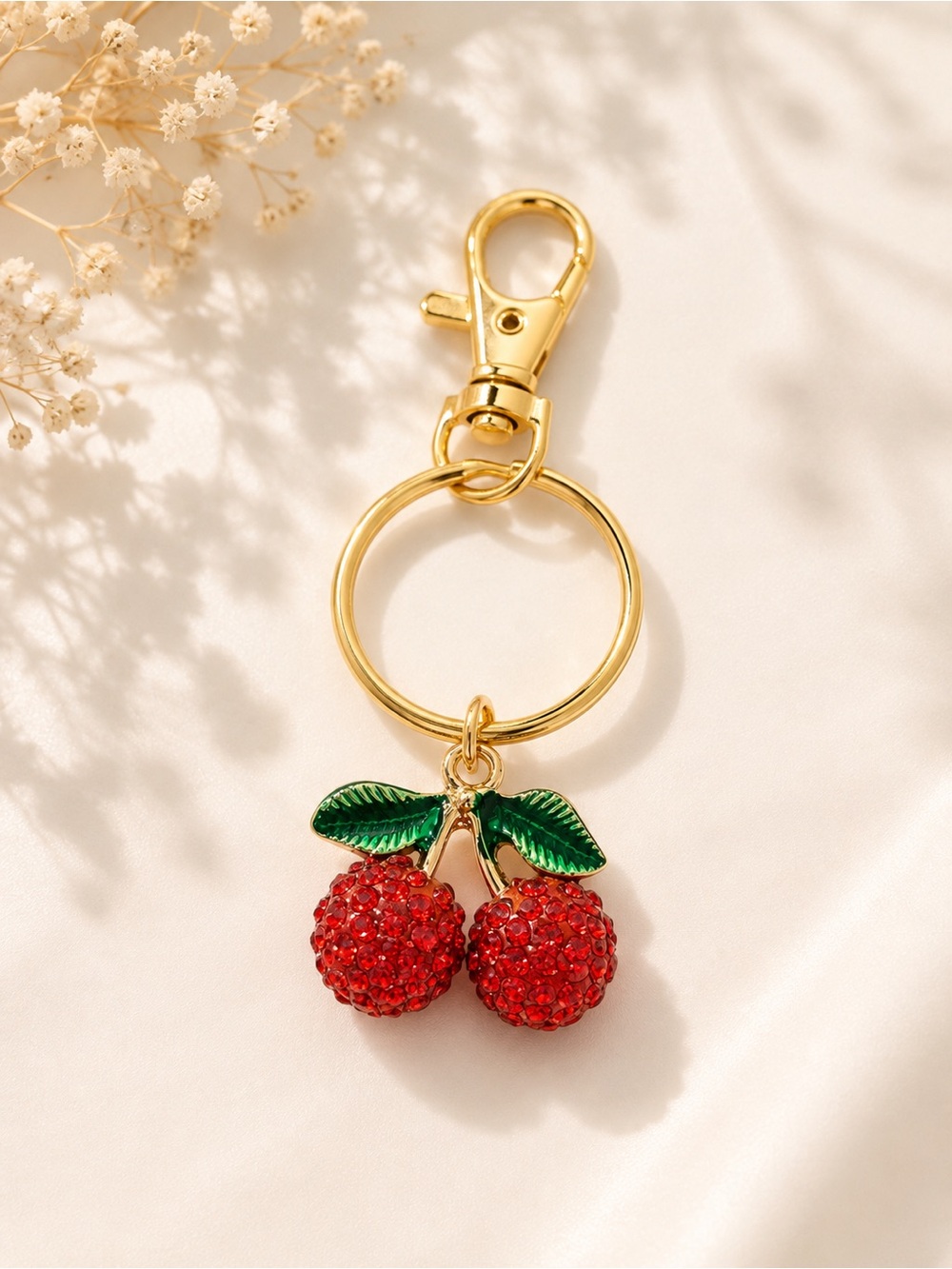 Cherry Crystal look Keychain & Bag Charm